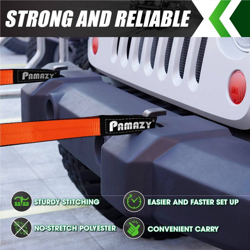 PAMAZY 2PCS 2 x3FT & 2PCS 2 x7FT Supper Sturdy Lift Sling Straps  18800 Pound Capacity Heavy Duty Eye-Eye Nylon Strap for Hoist  2-Ply Polyester Rigging Straps  Tree Saver Recovery Straps Web Sling - Image 4